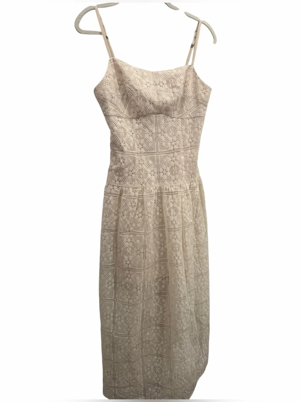 Avec Les Filles Embroidered Lace Midi Dress Natural Ivory Size 6 NWT Cottagecore - Picture 3 of 10